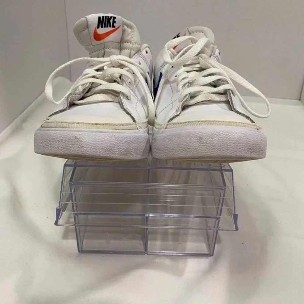 Nike Court Legacy Low White Royal Blue Leather Sneakers Youth 4.5Y